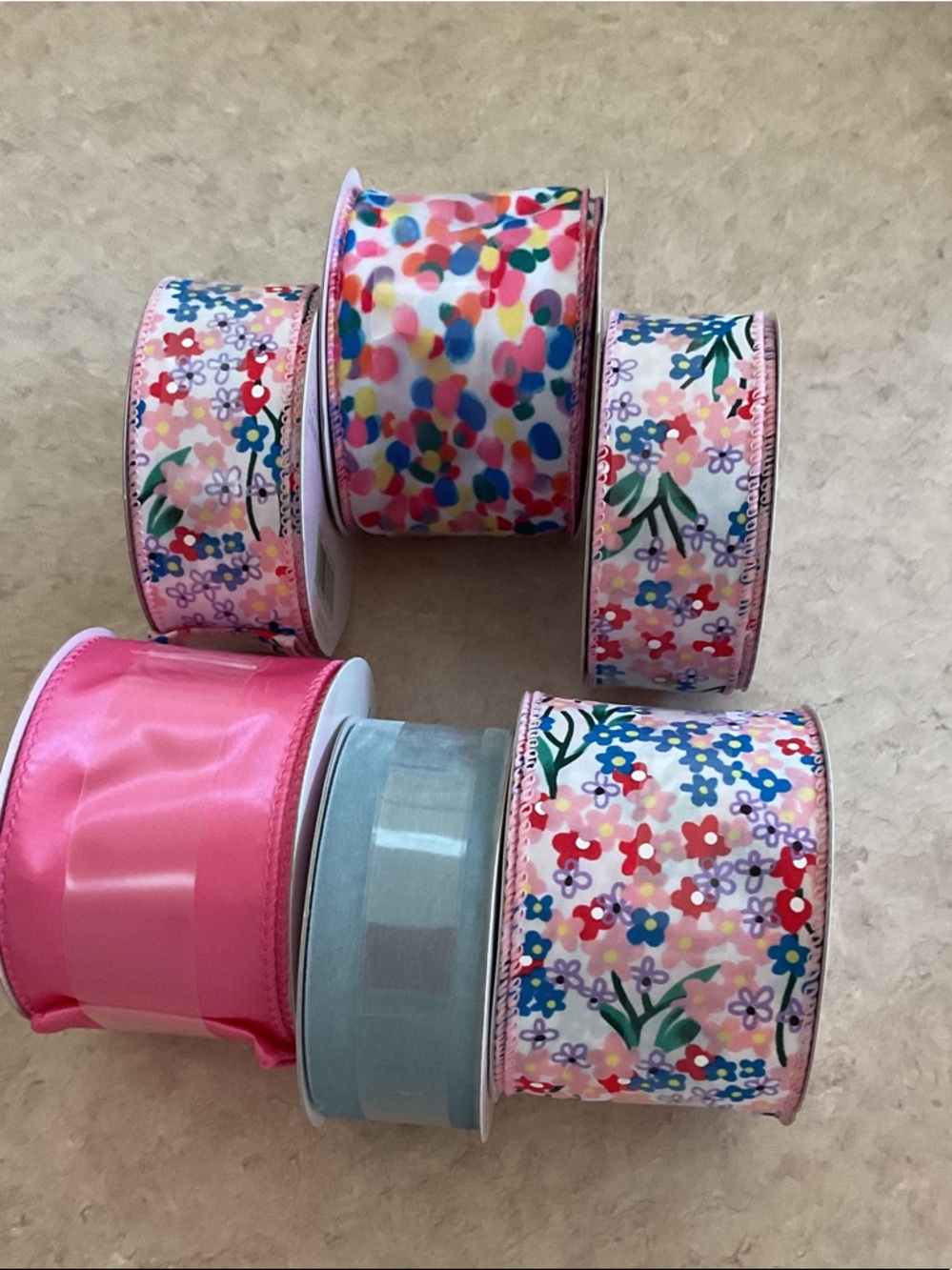 Celebrate It Floral and Solid Pink Party Ribbon Set
